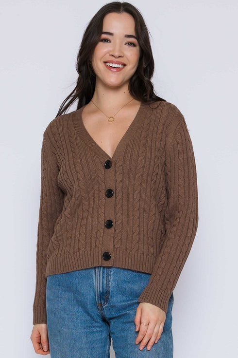 Lana-Cable Knit Cardigan